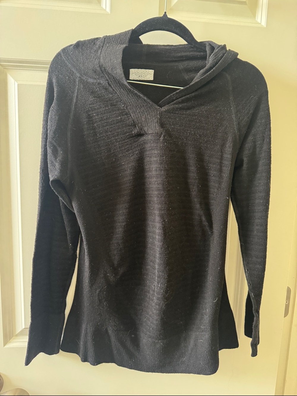 Athleta Black Knit Hoodie Sweater Size L